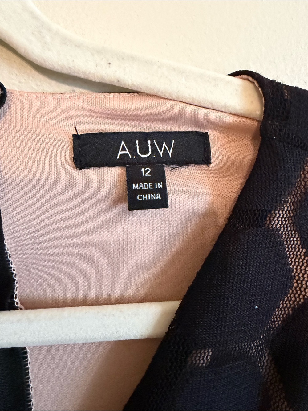 AUW Black Dress with Brown Hexagon Pattern - Picture 3 of 4